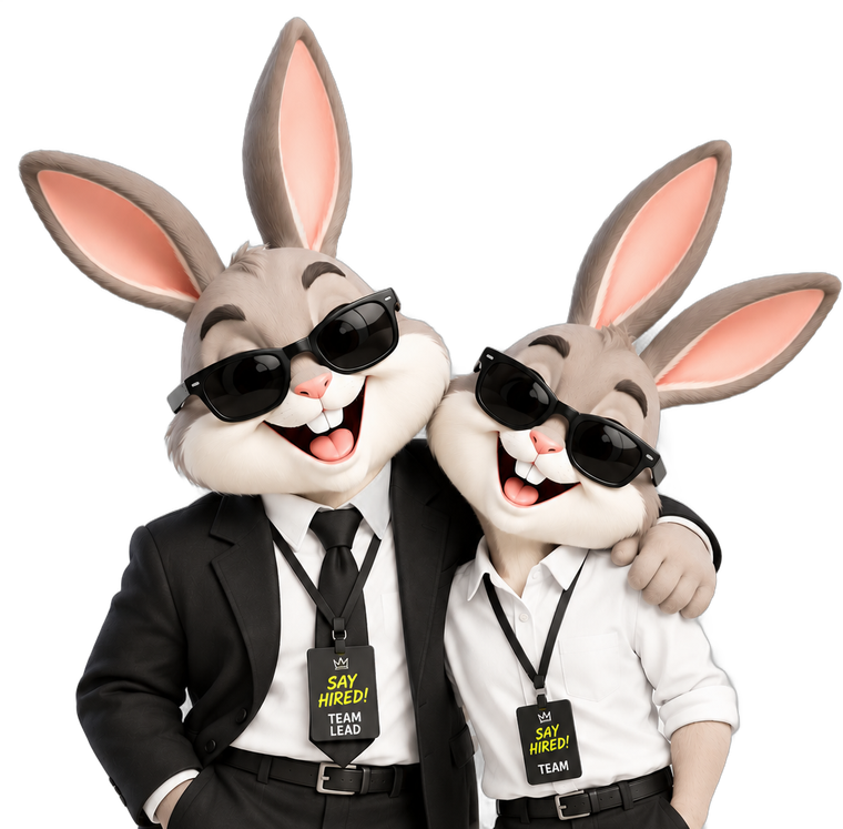กระต่าย SAY HIRED! หัวหน้ากับลูกน้องหันหน้าตรงกอดคอกัน